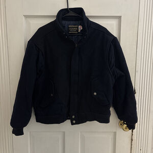 VINTAGE MEN’S COOPER SPORTSWEAR WOOL BOMBER JACKET NAVY BLUE SIZE XL MADE IN USA